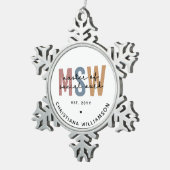 Aangepaste MSW Master of Social Work Retro Afstude Tin Sneeuwvlok Ornament (Rechts)