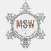 Aangepaste MSW Master of Social Work Retro Afstude Tin Sneeuwvlok Ornament (Voorkant)