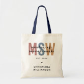 Aangepaste MSW Master of Social Work Retro Afstude Tote Bag (Voorkant)
