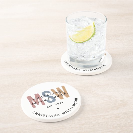 Aangepaste MSW Master of Social Work Retro Afstude Zandsteen Onderzetter (Zijkant)