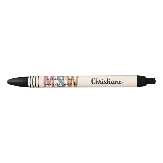 Aangepaste MSW Master of Social Work Retro Afstude Zwarte Inkt Pen (Voorkant)