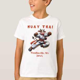 Aangepaste Muay Thai Martial Arts Locatie Datum Na T-shirt