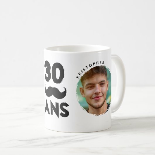 Aangepaste mug 30 jaar oud 2 foto's vooraf koffiemok (Voorkant rechts)