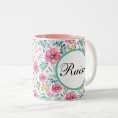 Aangepaste Mug Floral Tweekleurige Koffiemok (Voorkant rechts)