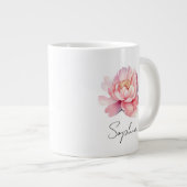 Aangepaste mug Pivoine Aquarelle Rose Grote Koffiekop (Voorkant rechts)