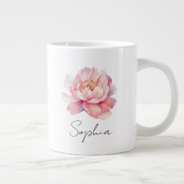 Aangepaste mug Pivoine Aquarelle Rose Grote Koffiekop