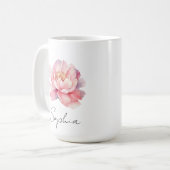 Aangepaste mug Pivoine Aquarelle Rose Koffiemok (Voorkant links)