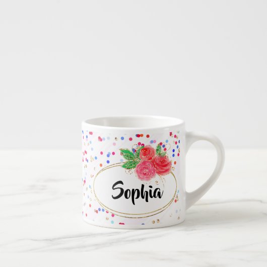 Aangepaste mug, roos bloemen bekertje, aangepaste  espresso kop (Rechts)