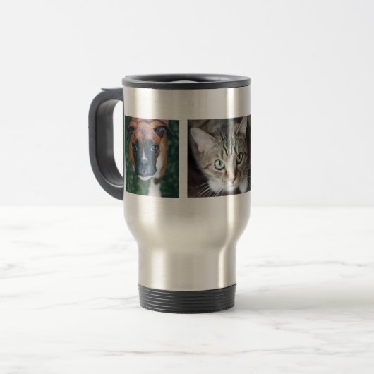 Aangepaste Mug voor multipele foto's Reisbeker (Voorkant links)