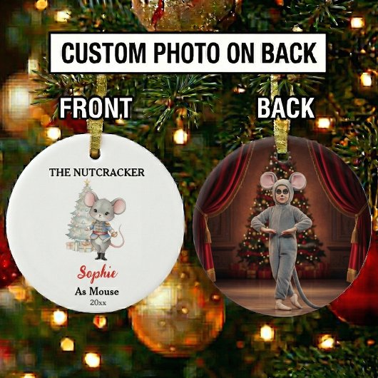 Aangepaste Muis Notenkraker Foto Kerstmis Keramisch Ornament