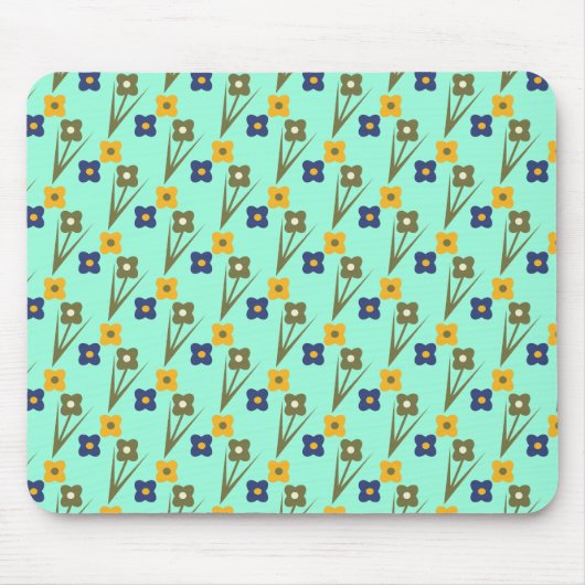 Aangepaste Muismat Abstracte Florals Aqua (Voorkant)