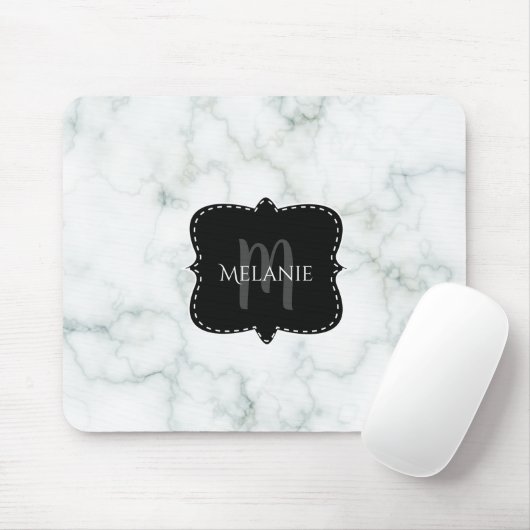 Aangepaste muismat marmer monogram naam (Met muis)