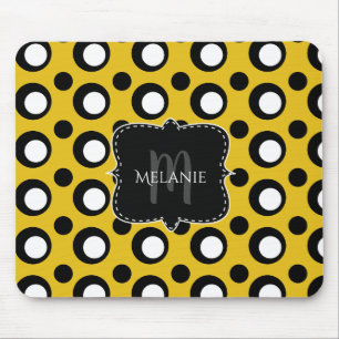 Aangepaste Muismat Polka Dots Yellow Black White