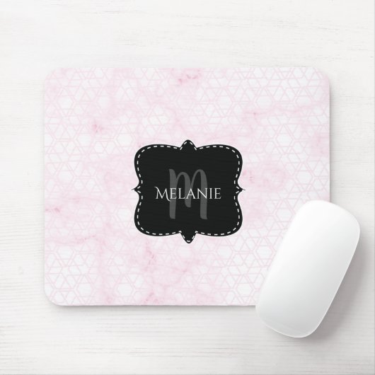 Aangepaste Muismat roze, droge geometrische marmer (Met muis)