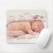 Aangepaste Muismat roze kalender 2016 Baby Foto (Met muis)