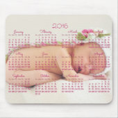 Aangepaste Muismat roze kalender 2016 Baby Foto (Voorkant)