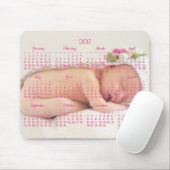Aangepaste Muismat roze kalender 2017 Baby Foto (Met muis)
