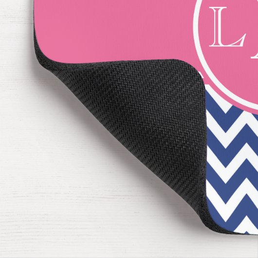 Aangepaste Muismat voor de marine en roze Chevron (Hoek)