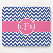 Aangepaste Muismat voor de marine en roze Chevron (Voorkant)