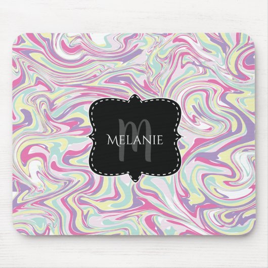 Aangepaste muismat Water Marmer Pastel Draaikolken (Voorkant)