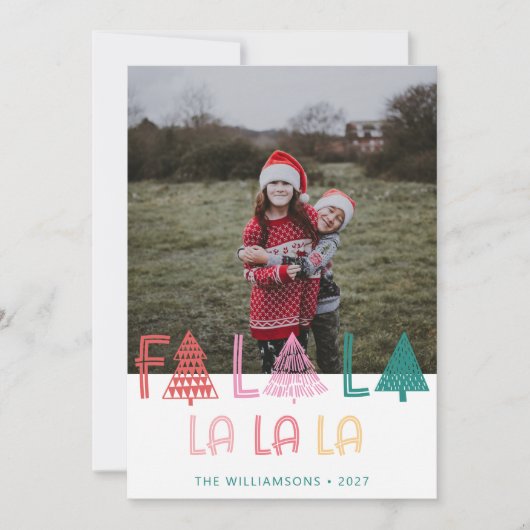 Aangepaste multi foto kleurrijke Kerstmis Fa La La Feestdagenkaart (Voorkant)