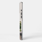 Aangepaste multi-foto neutrale beige monogram iPhone hoesje (Linkerkant)