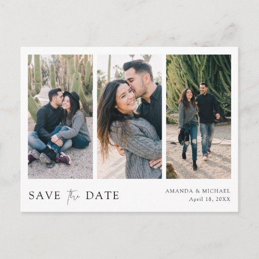 Aangepaste Multi Foto opslaan Datum Uitnodiging Briefkaart (Voorkant)