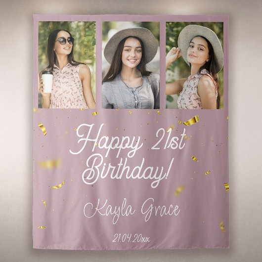 Aangepaste Multi Photo Birthday Party Wall Backdro Wandkleed