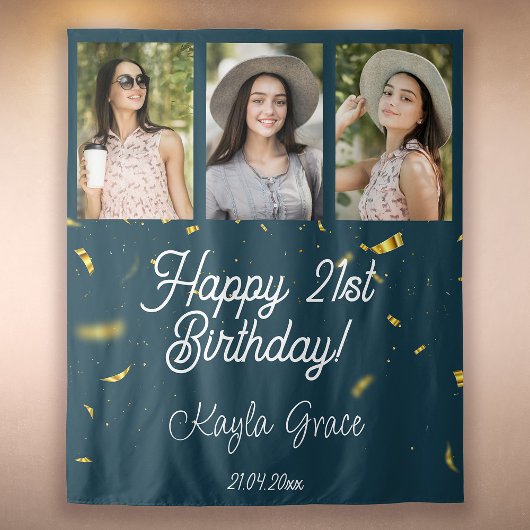 Aangepaste Multi Photo Birthday Party Wall Backdro Wandkleed