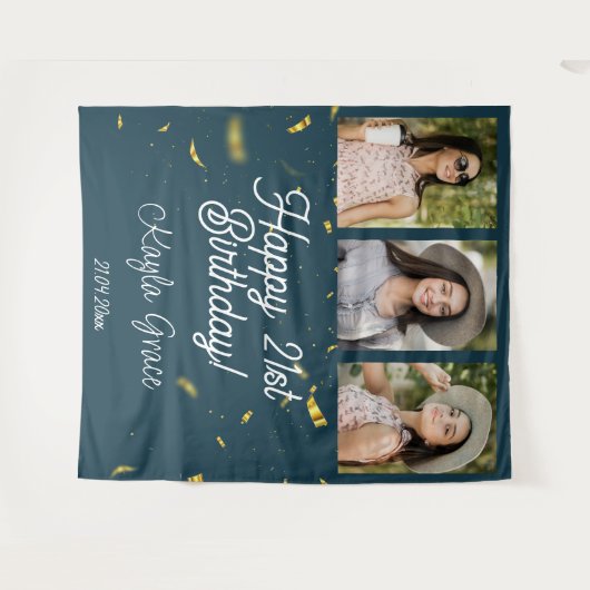 Aangepaste Multi Photo Birthday Party Wall Backdro Wandkleed (Voorkant (horizontaal))