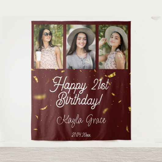 Aangepaste Multi Photo Birthday Party Wall Backdro Wandkleed (Voorkant)