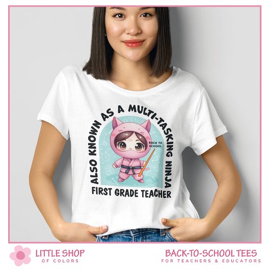 Aangepaste multi-tasking Ninja eerste klas leraar T-shirt