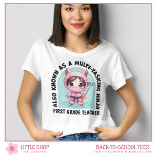 Aangepaste multi-tasking ninja eerstegraads leraar t-shirt
