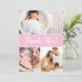 Aangepaste multifunctionele foto's Baby Girl Showe Bedankkaart (Staand voorkant)