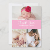 Aangepaste multifunctionele foto's Zacht roze baby Bedankkaart (Voorkant)