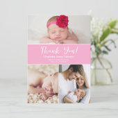 Aangepaste multifunctionele foto's Zacht roze baby Bedankkaart (Staand voorkant)