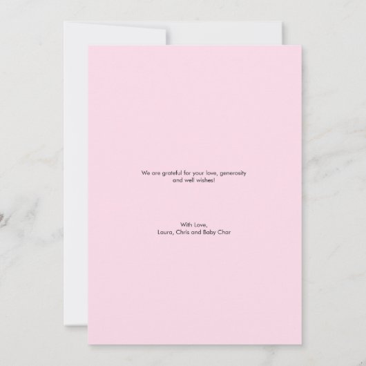 Aangepaste multifunctionele foto's Zacht roze baby Bedankkaart (Achterkant)