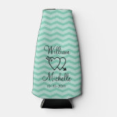 Aangepaste munt groene chevron bruiloft fles koele flesjeskoeler (Voorkant)