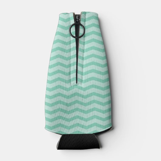 Aangepaste munt groene chevron bruiloft fles koele flesjeskoeler (Achterkant)