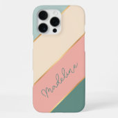 Aangepaste munt teal groene perzik blos roze strep iPhone hoesje (Achterkant)