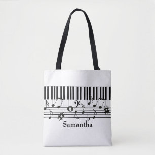 Aangepaste Music Piano Treble Clef Tote Bag
