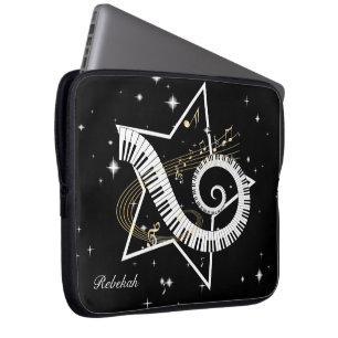 Aangepaste Musical Star golden notes Laptop Sleeve