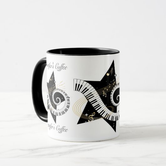 Aangepaste Musical Star golden notes Mok (Voorkant links)