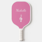 Aangepaste Musical Treble Clef Cute Pink Pickleball Paddle (Voorkant)
