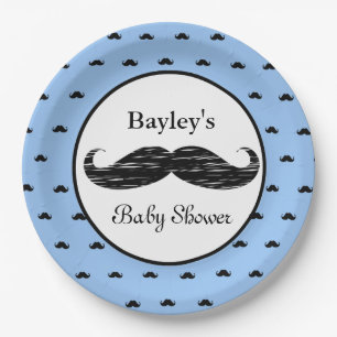 Aangepaste Mustache Baby shower Papieren Borden Bordje