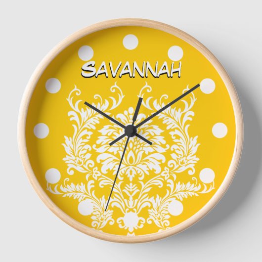 Aangepaste Mustard Yellow Damask Wall klok