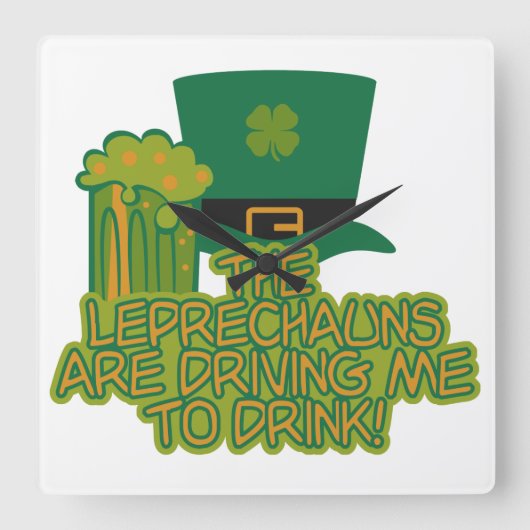 Aangepaste muur van Leprechaun Vierkante Klok (Voorkant)