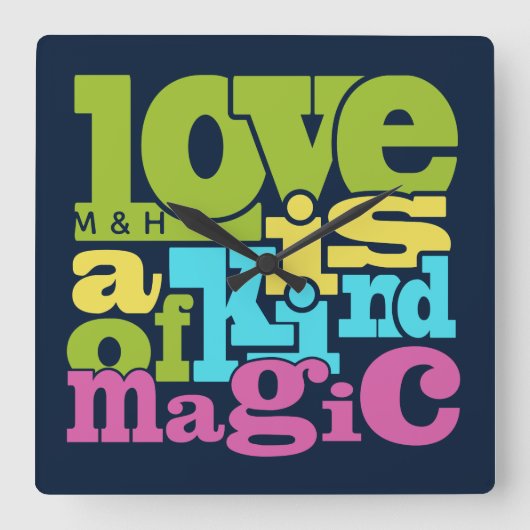 Aangepaste muurklok van Magical Love Vierkante Klok (Voorkant)