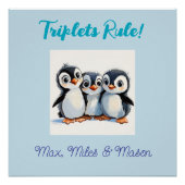 Aangepaste muurposter voor tripletten, Mooie Pingu Perfect Poster (Voorkant)