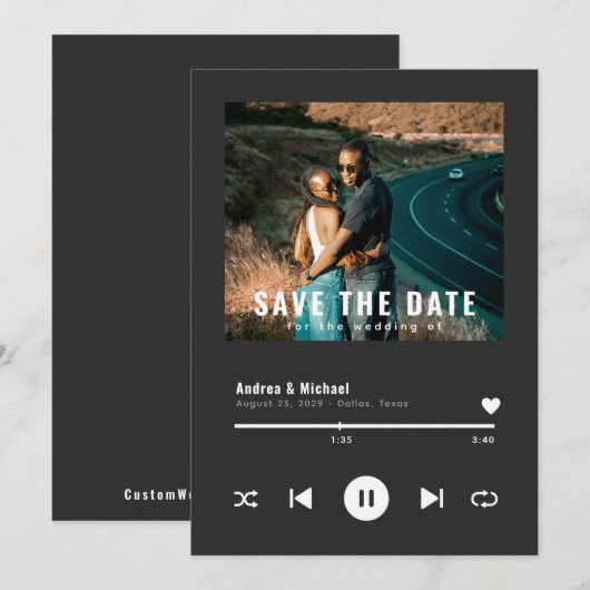 Aangepaste muziek-albumcover creatieve foto bruilo save the date (Voorkant / Achterkant)